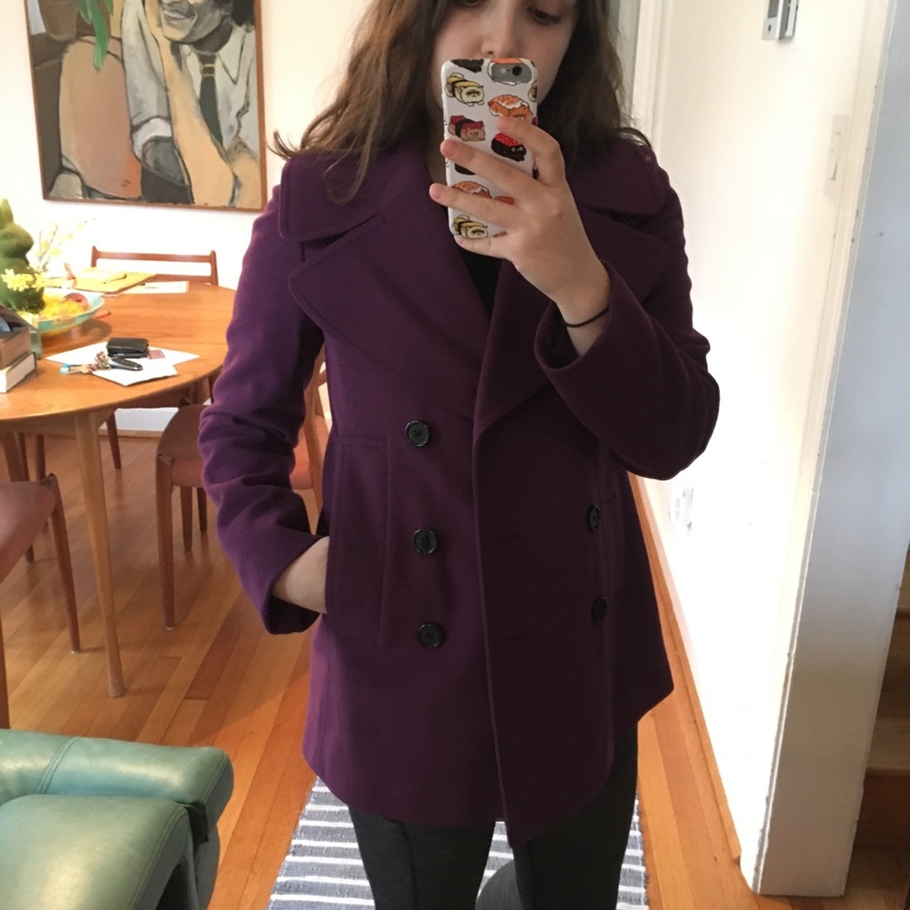 Burberry Wool & Cashmere Mauve Peacoat